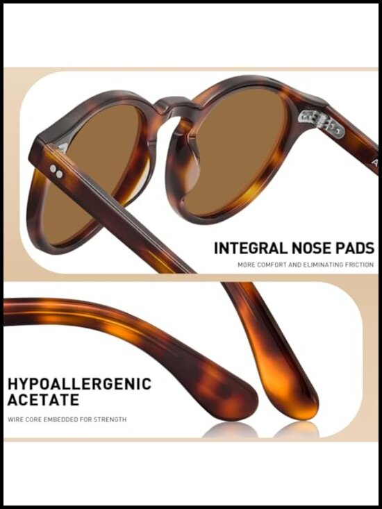 Sunglasses Polarized - Round Acetate Frame UV400 for Driving Travel main image 4